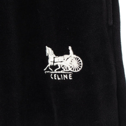Celine Velvet Logo Embroidery Carriage Loose Lounge Pants Easy Black — view 7
