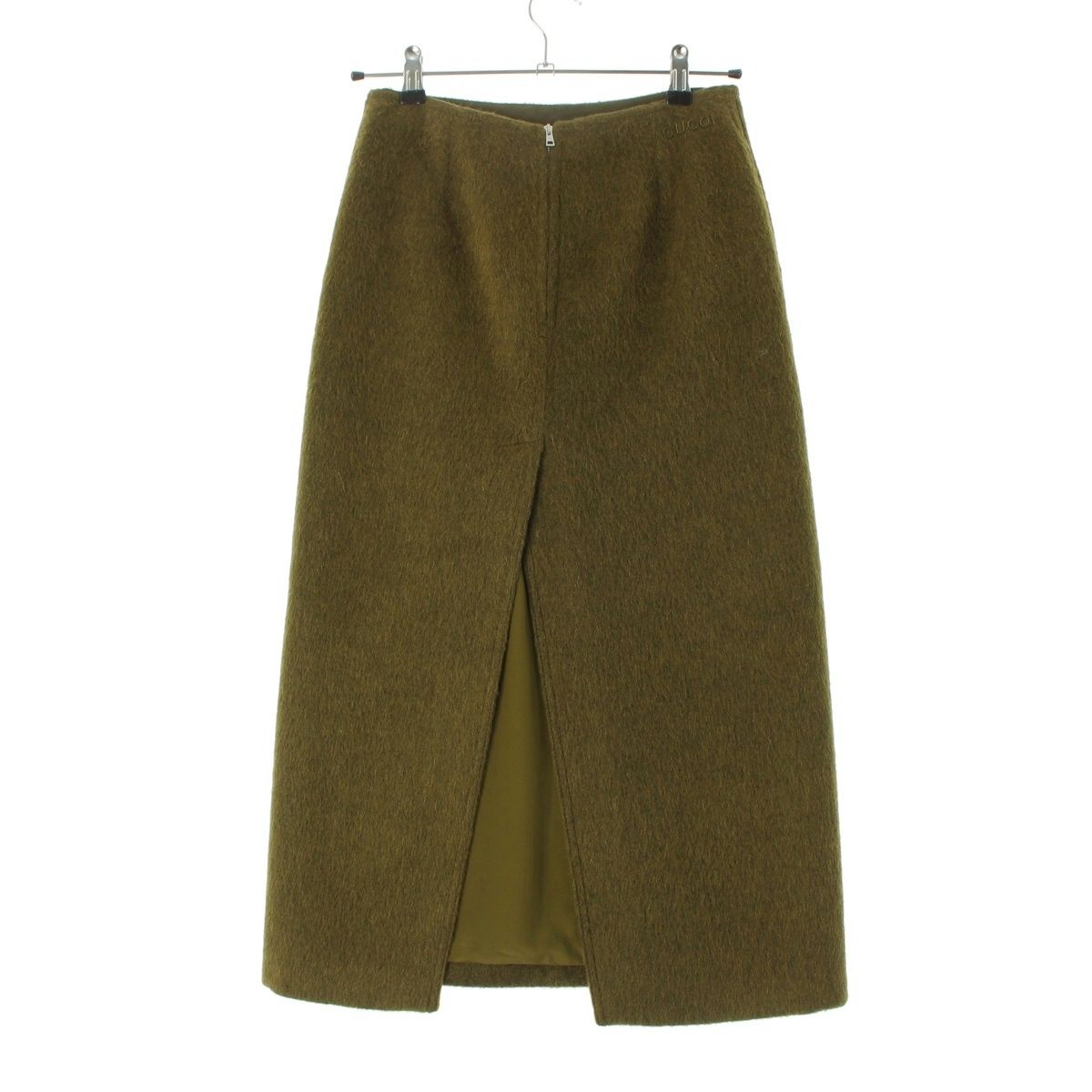 Gucci Mohair Wool Nylon Skirt Moss Green Multicolor 38 — view 2