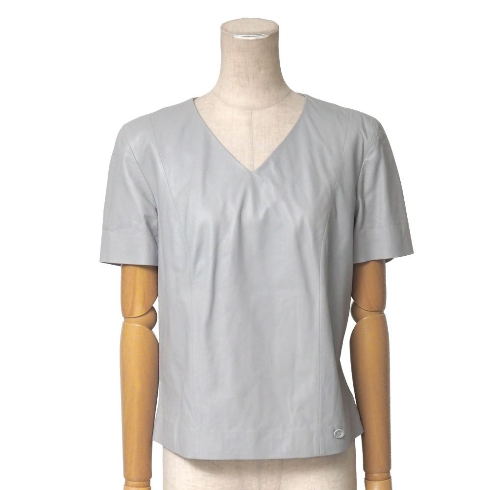 Chanel Blouse 38 Lambskin Short Sleeve
