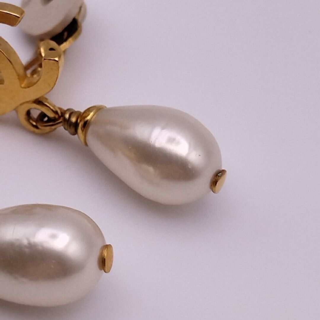 Chanel Earrings CC Logo Gold Faux Pearl — view 3