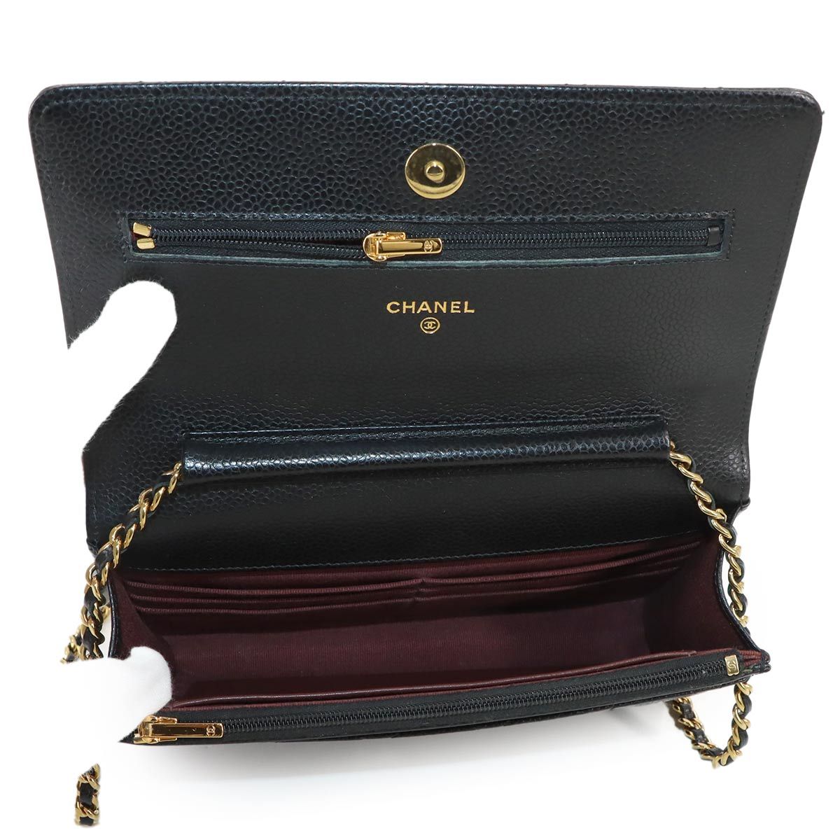 Chanel Quilted Classic Chain Wallet Caviar Leather Black Gold — view 7