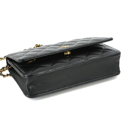 Chanel Quilted Classic Chain Wallet Caviar Leather Black Gold — view 4