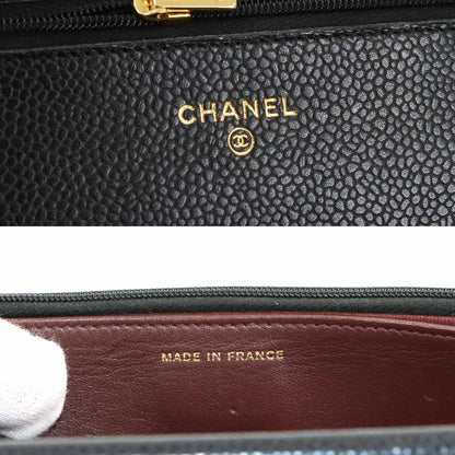 Chanel Quilted Classic Chain Wallet Caviar Leather Black Gold — view 9