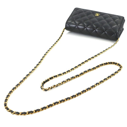 Chanel Quilted Classic Chain Wallet Caviar Leather Black Gold — view 5
