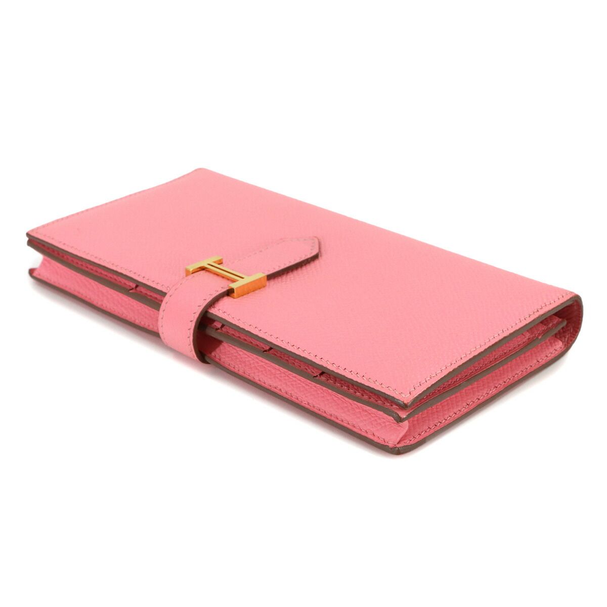 Hermes Bearn Souffle Bifold Wallet Epsom Rose Confetti Gold Soufflet — view 4