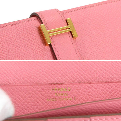 Hermes Bearn Souffle Bifold Wallet Epsom Rose Confetti Gold Soufflet — view 9