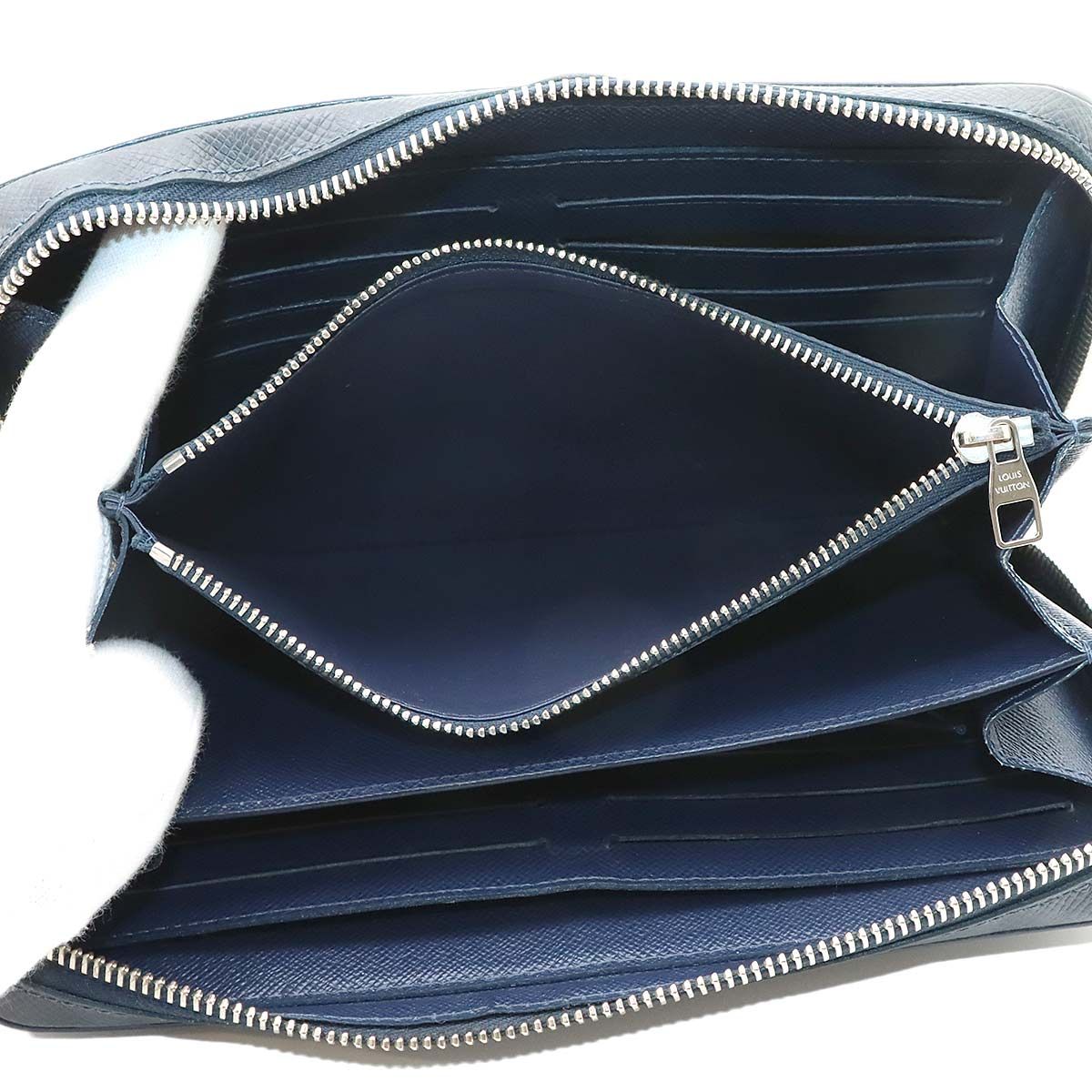 Louis Vuitton Taiga Zippy XL Zip Around Wallet Leather Blue Marine — view 6