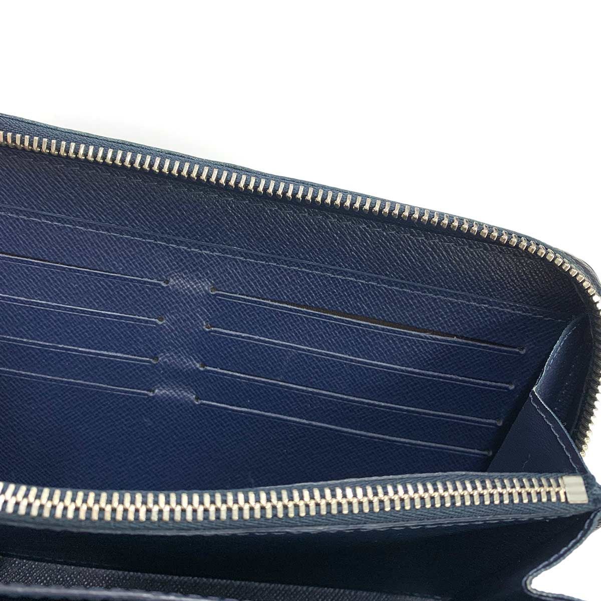 Louis Vuitton Taiga Zippy XL Zip Around Wallet Leather Blue Marine — view 9