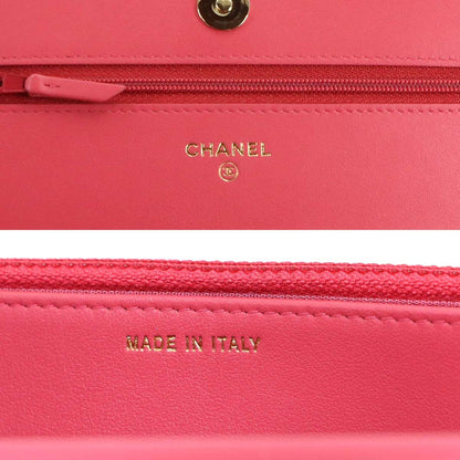 Chanel CC Filigree Chain Wallet Caviar Leather Pink Gold — view 9