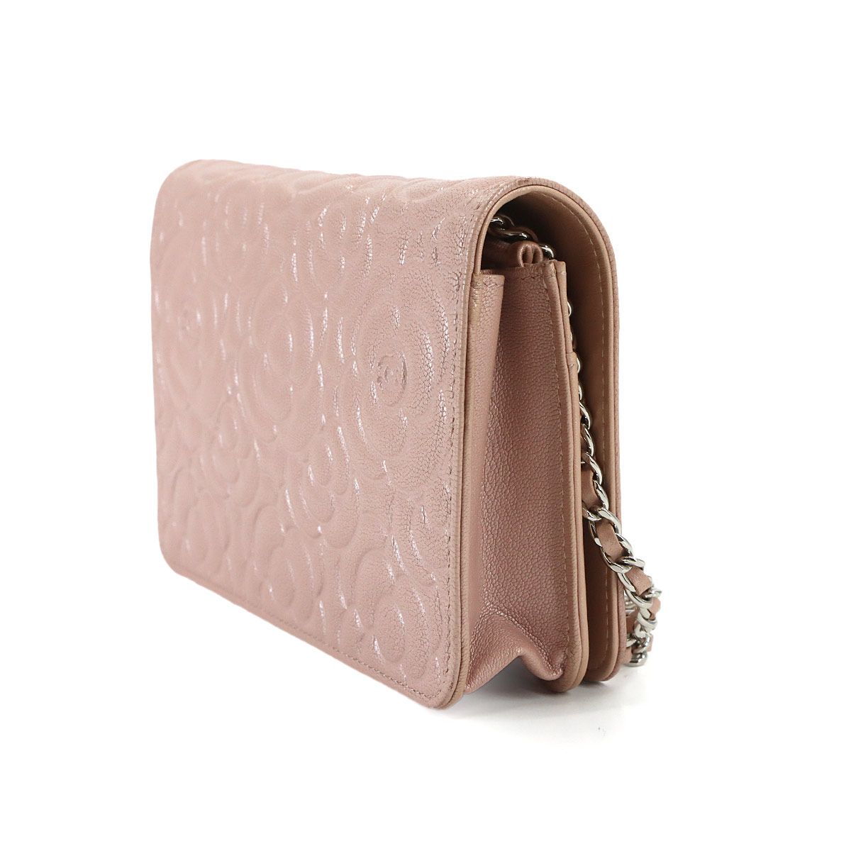 Chanel Camellia Chain Wallet Bifold Lambskin Pink — view 3