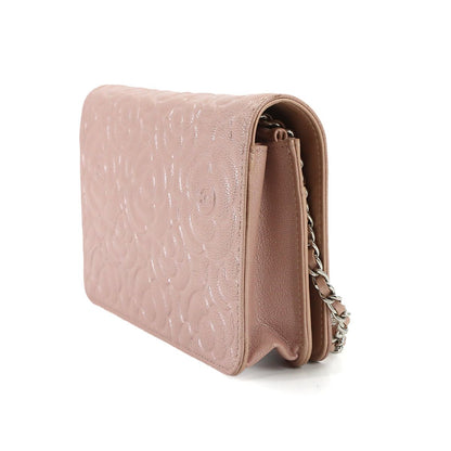 Chanel Camellia Chain Wallet Bifold Lambskin Pink — view 3