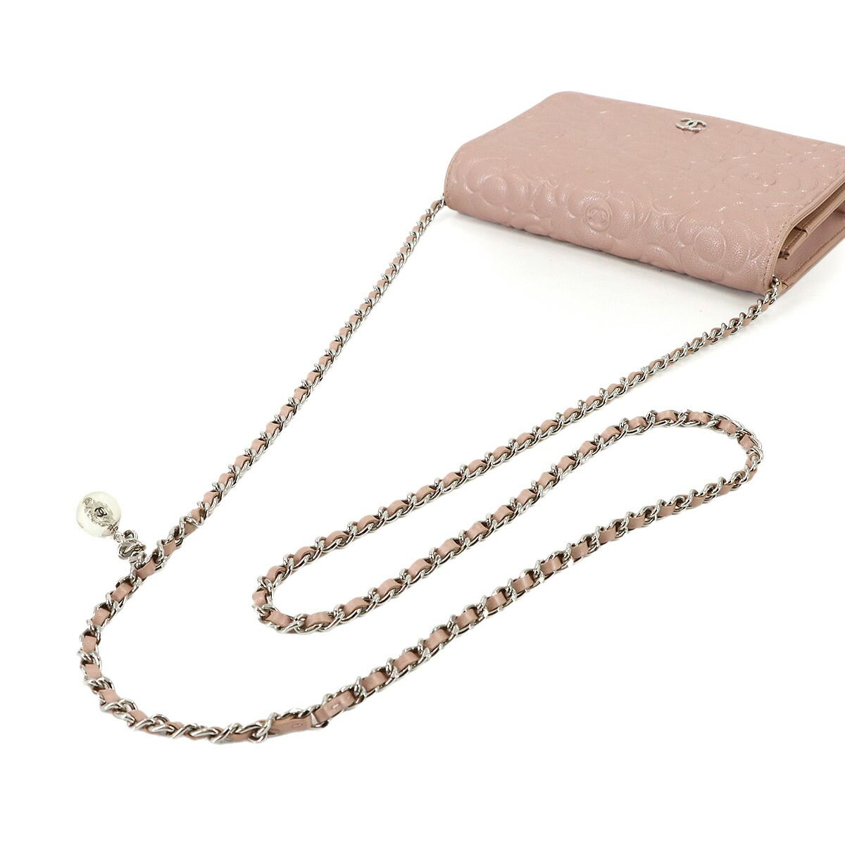 Chanel Camellia Chain Wallet Bifold Lambskin Pink — view 5