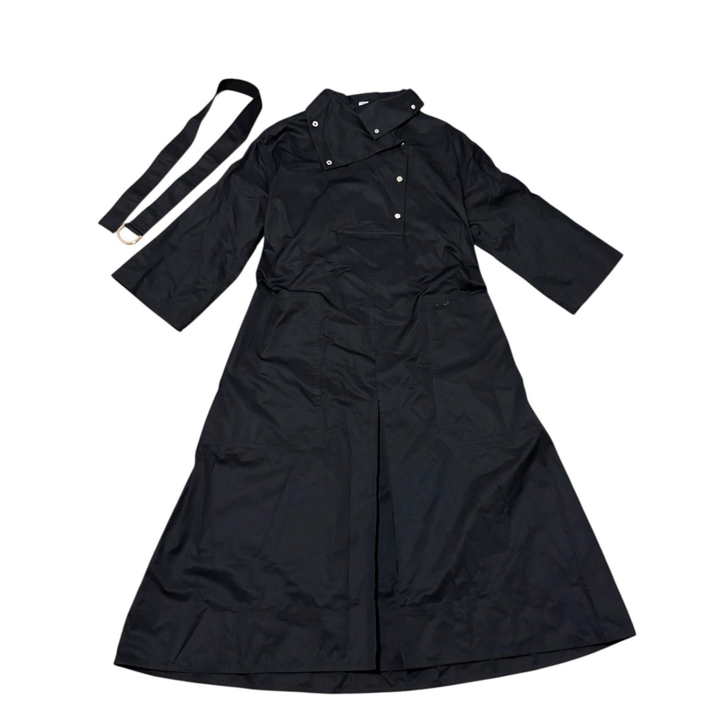 Hermes Clou de Selle Black Belted Dress Roll Up Sleeves 34 — view 4