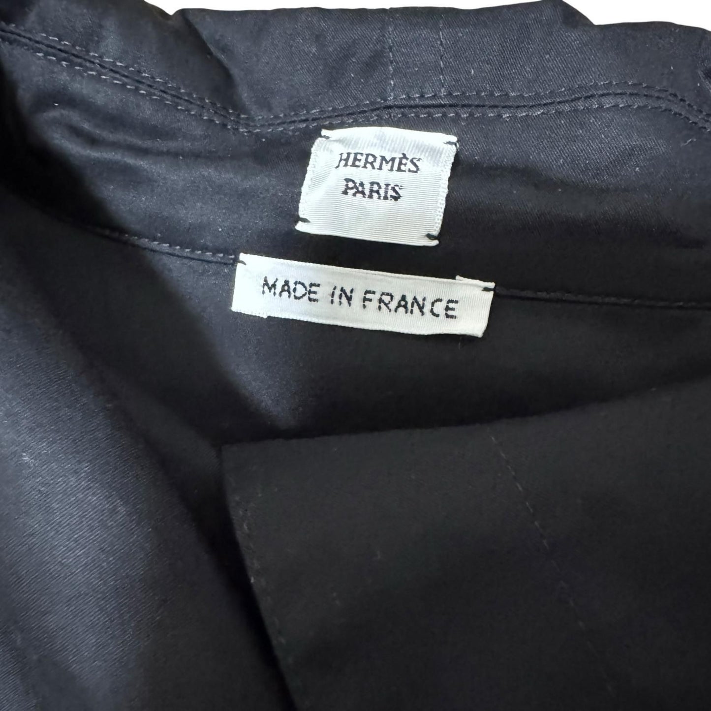 Hermes Clou de Selle Black Belted Dress Roll Up Sleeves 34 — view 7