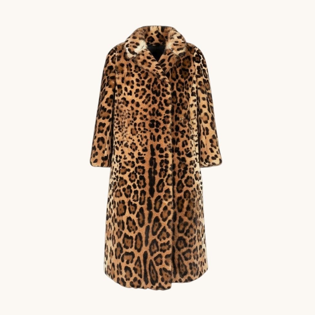 Dolce & Gabbana E1 & Fur Long Coat Leopard 36 Beige Fur