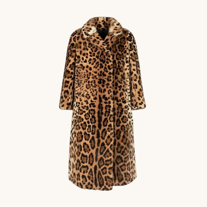 Dolce & Gabbana E1 & Fur Long Coat Leopard 36 Beige Fur