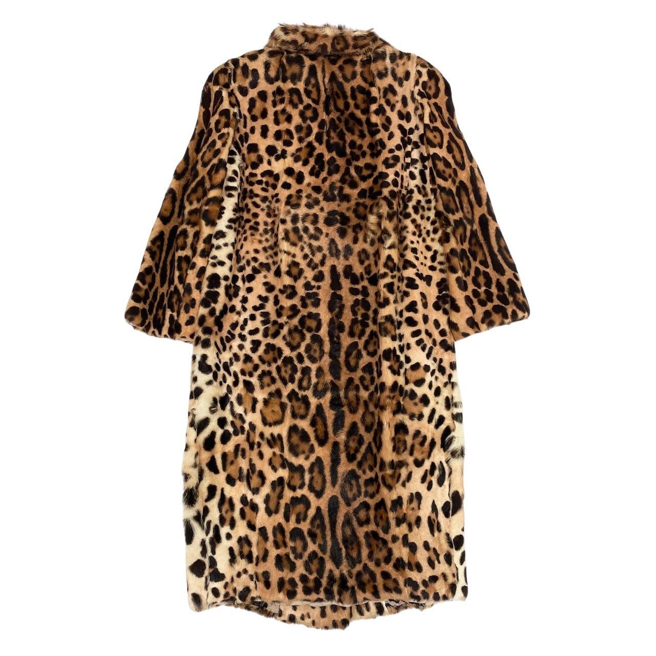 Dolce & Gabbana E1 & Fur Long Coat Leopard 36 Beige Fur — view 3