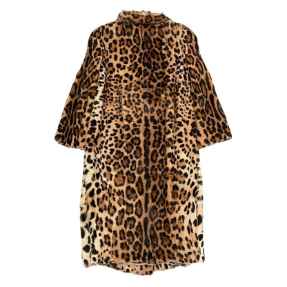 Dolce & Gabbana E1 & Fur Long Coat Leopard 36 Beige Fur — view 3