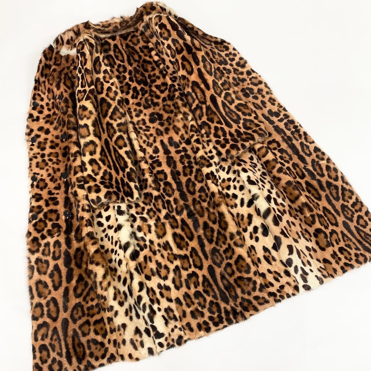 Dolce & Gabbana E1 & Fur Long Coat Leopard 36 Beige Fur — view 5