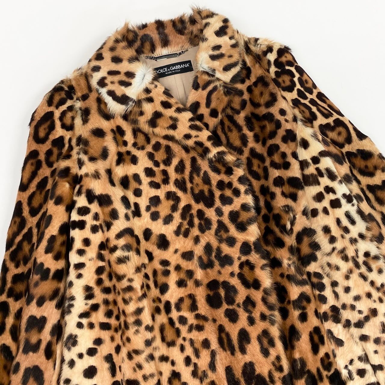 Dolce & Gabbana E1 & Fur Long Coat Leopard 36 Beige Fur — view 6