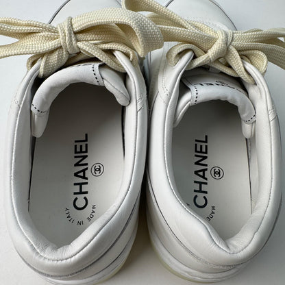 Chanel CC Logo Leather Sneakers — view 6