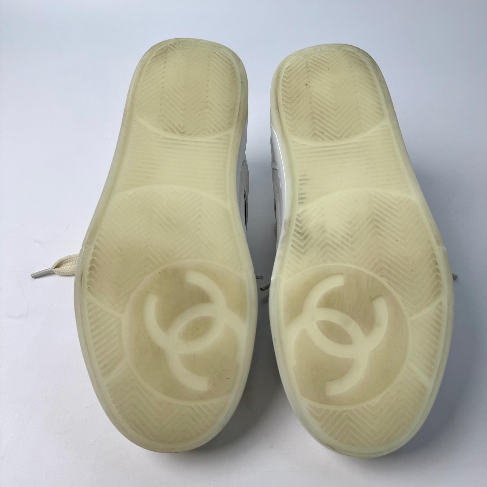 Chanel CC Logo Leather Sneakers — view 8