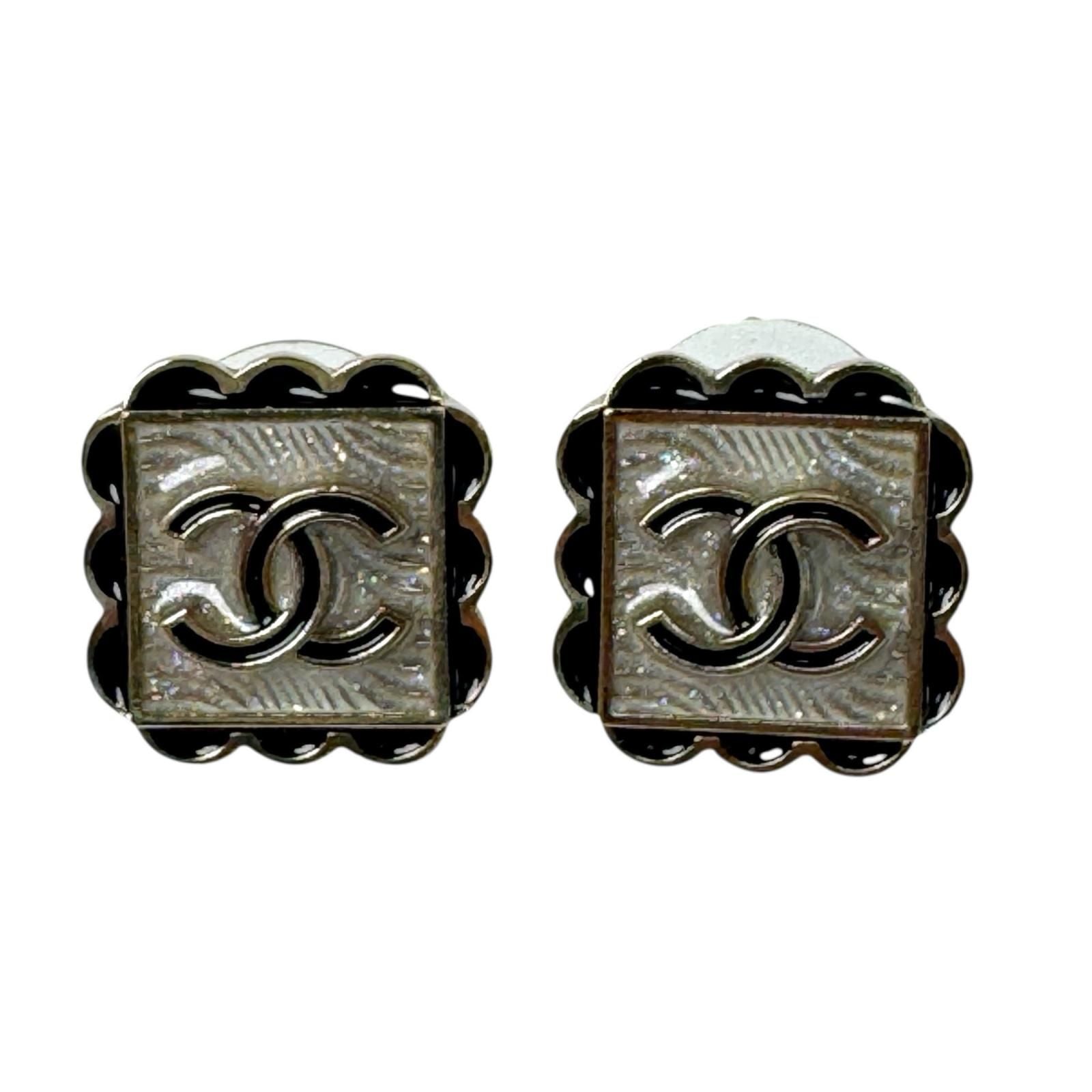 Chanel Square CC Logo Earrings