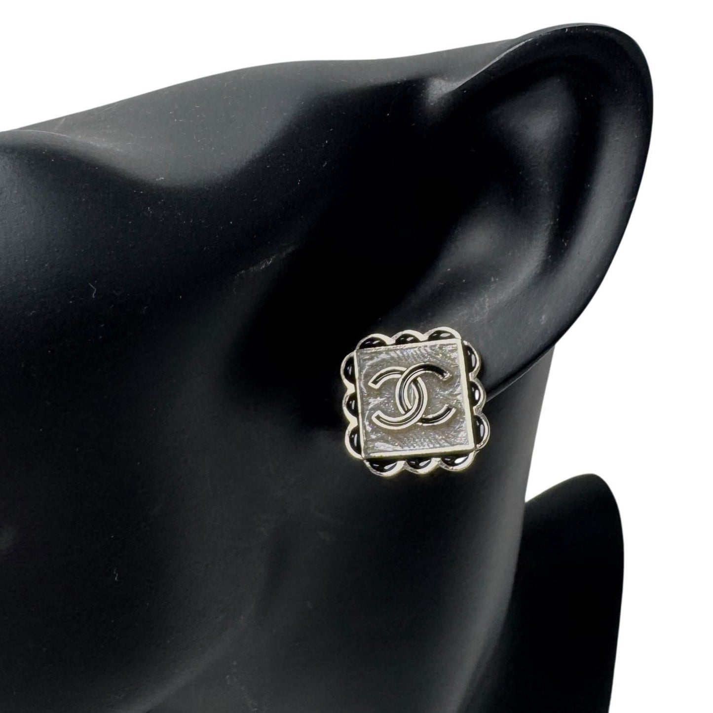 Chanel Square CC Logo Earrings — view 2