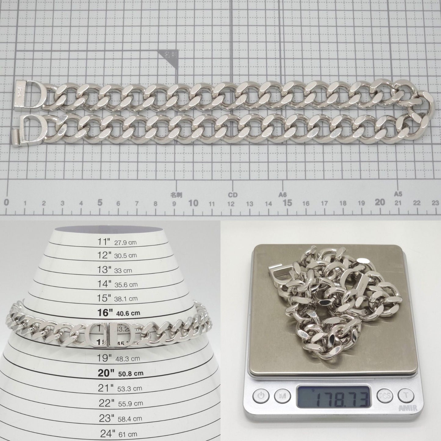 Dior CD Icon Chain Link Necklace 46 cm Silver — view 8