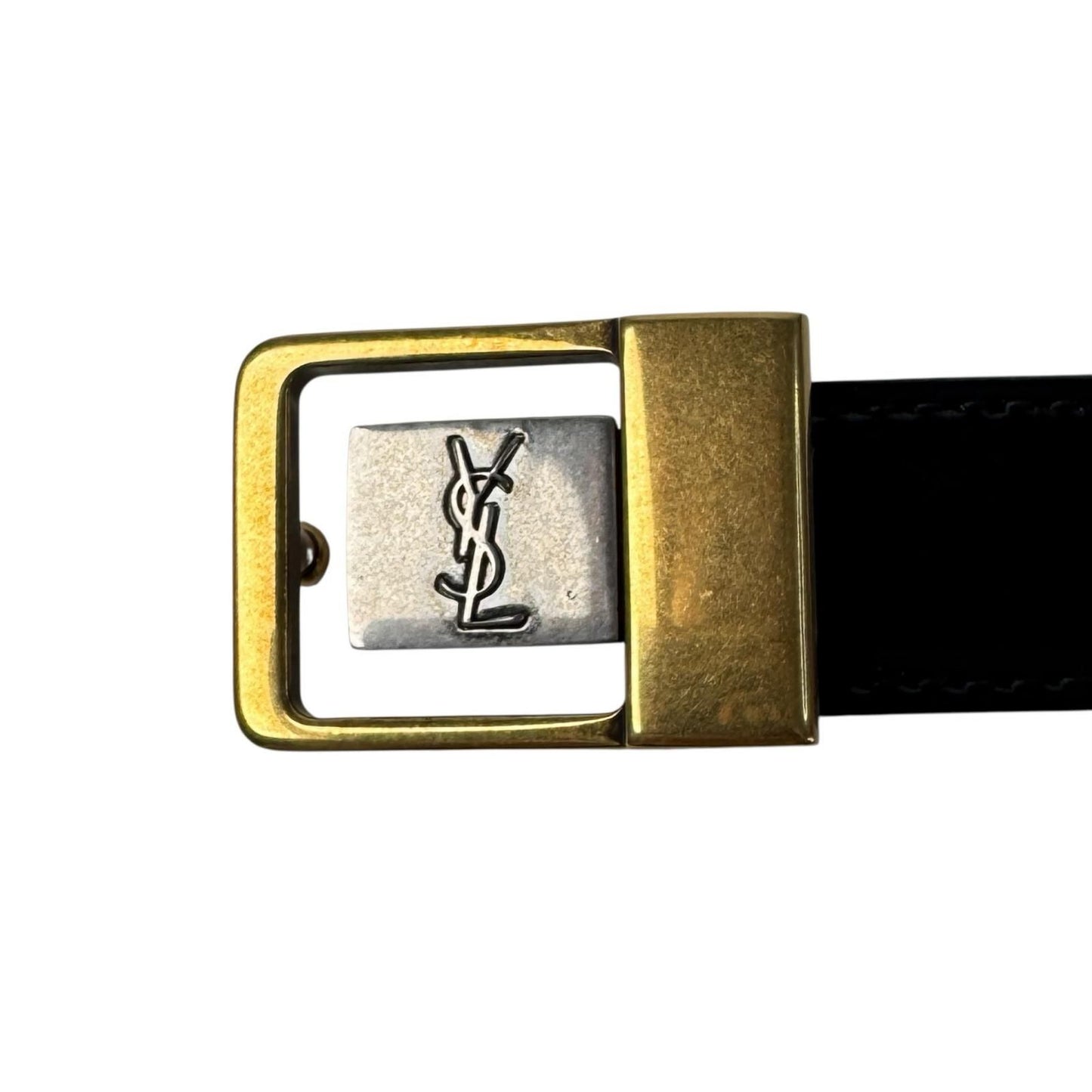 Saint Laurent YSL Yves Push Pin Buckle Belt 100 Shiny Leather — view 5