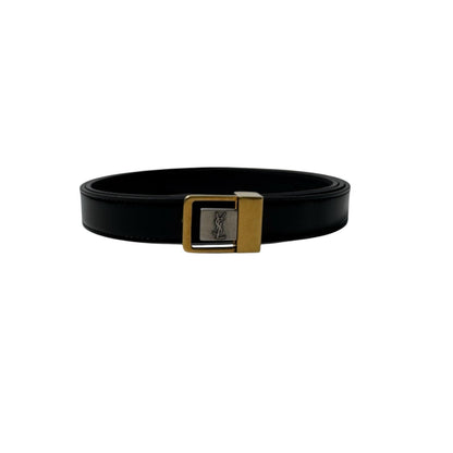 Saint Laurent YSL Yves Push Pin Buckle Belt 100 Shiny Leather