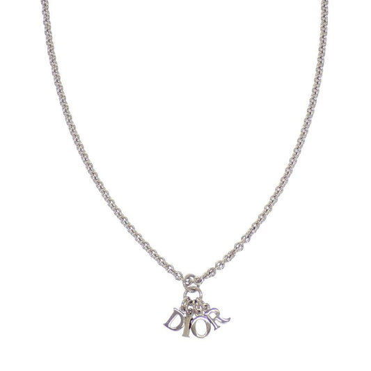 Dior Logo Pendant Necklace Metal Silver Available