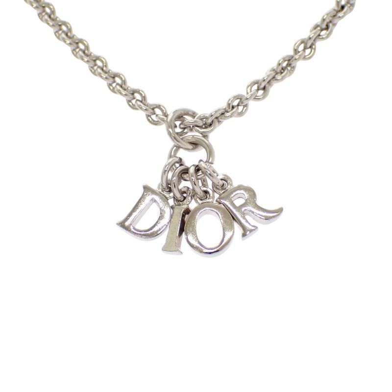 Dior Logo Pendant Necklace Metal Silver Available — view 3