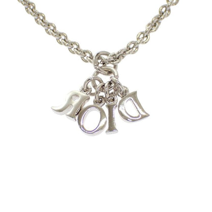 Dior Logo Pendant Necklace Metal Silver Available — view 4