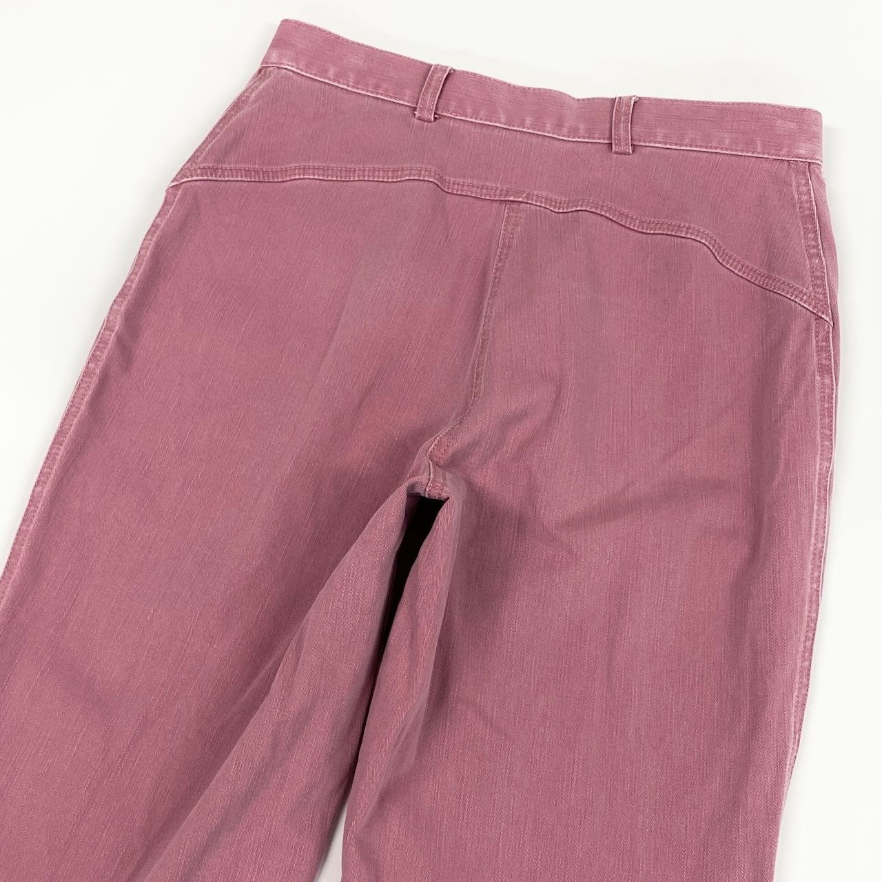 Chanel E1 CC Logo Quilted Cropped Length Denim 38 Pink Jeans — view 5