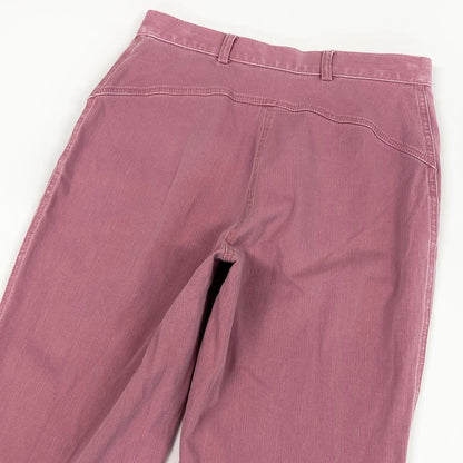 Chanel E1 CC Logo Quilted Cropped Length Denim 38 Pink Jeans — view 5