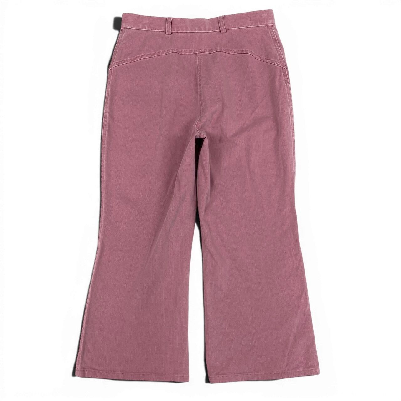 Chanel E1 CC Logo Quilted Cropped Length Denim 38 Pink Jeans — view 3