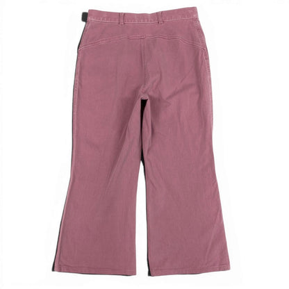 Chanel E1 CC Logo Quilted Cropped Length Denim 38 Pink Jeans — view 3