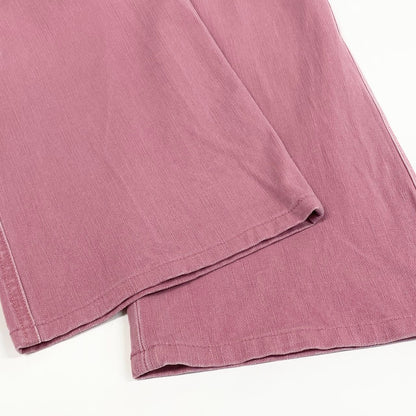Chanel E1 CC Logo Quilted Cropped Length Denim 38 Pink Jeans — view 6