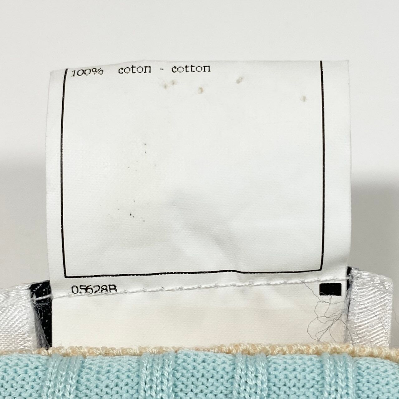 Chanel Ce1 Rib Knit Vest CC Logo Button Bicolor 40 Light Blue Light Beige Cotton — view 8