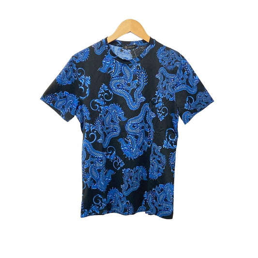 Versace Short Sleeve T-Shirt M Black Blue Multi Crew Neck Dragon