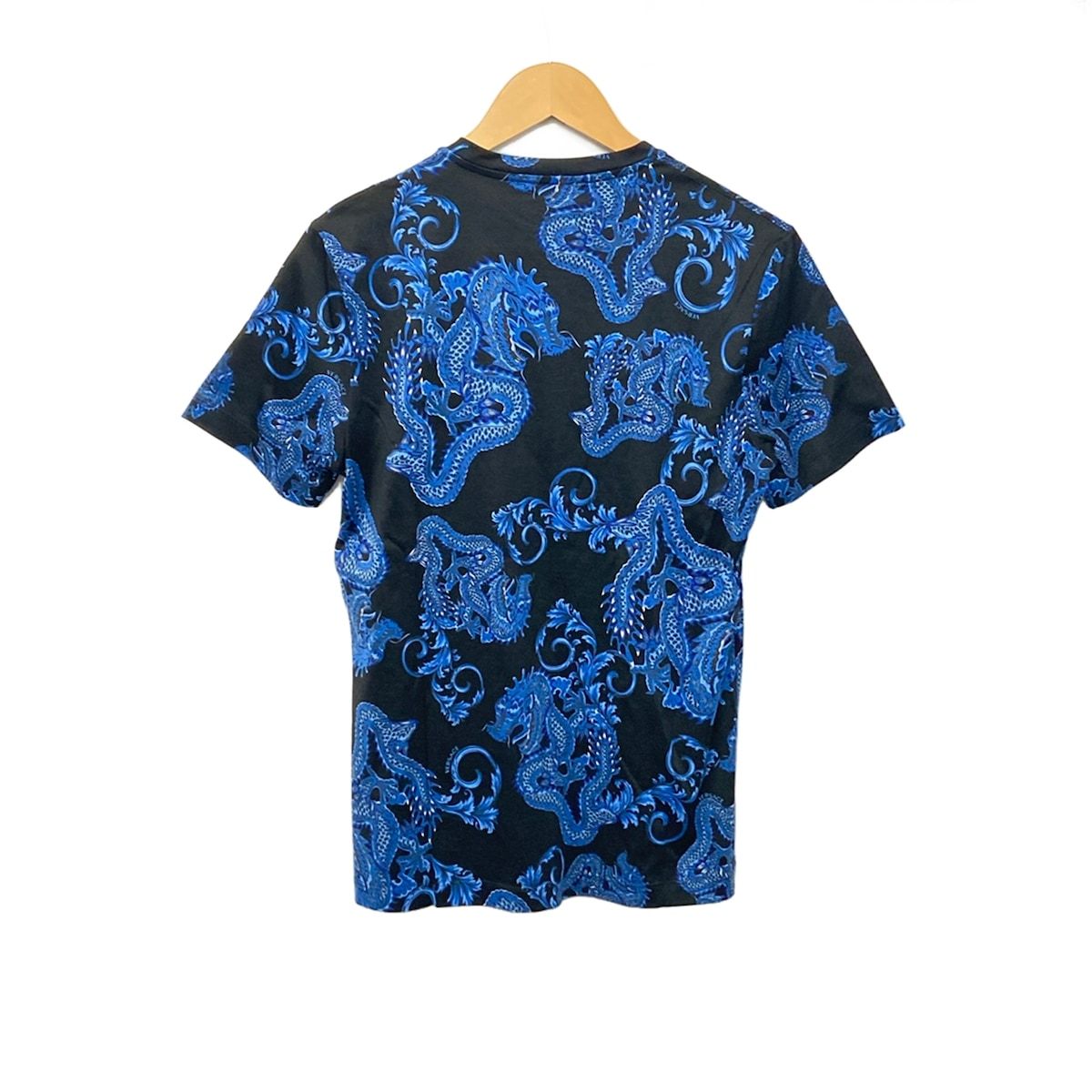 Versace Short Sleeve T-Shirt M Black Blue Multi Crew Neck Dragon — view 2