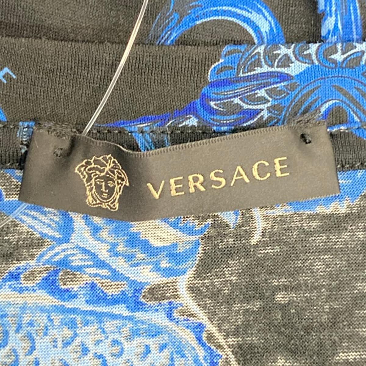 Versace Short Sleeve T-Shirt M Black Blue Multi Crew Neck Dragon — view 3