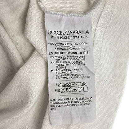 Dolce & Gabbana Short Sleeve T-Shirt 44 S White Multi Crew Neck Patch — view 4