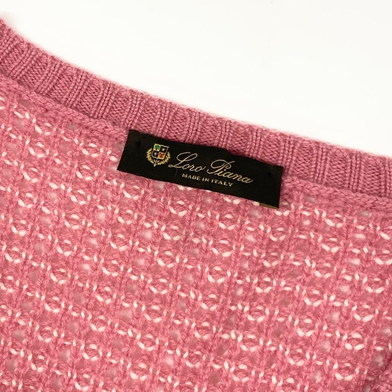 Loro Piana E1 Cashmere Knit Sweater Neck 40 Sizes Pink White — view 8