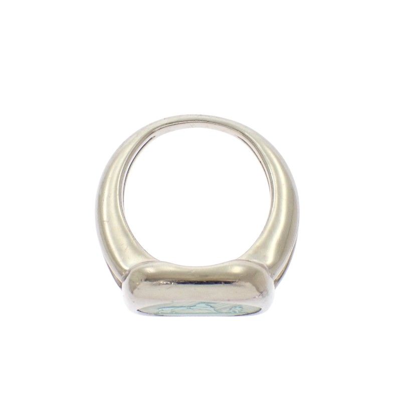 Hermes Corozo Horse Ring Metal Shell Silver Green 53 Ab — view 8