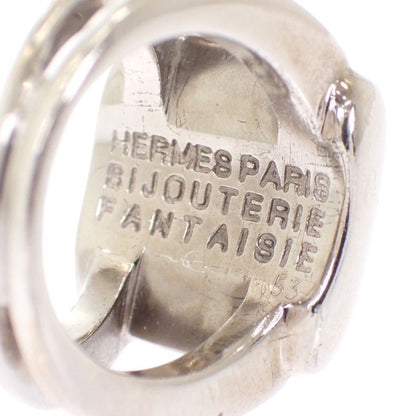 Hermes Corozo Horse Ring Metal Shell Silver Green 53 Ab