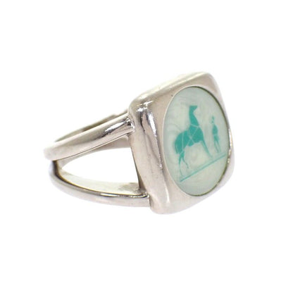 Hermes Corozo Horse Ring Metal Shell Silver Green 53 Ab — view 4