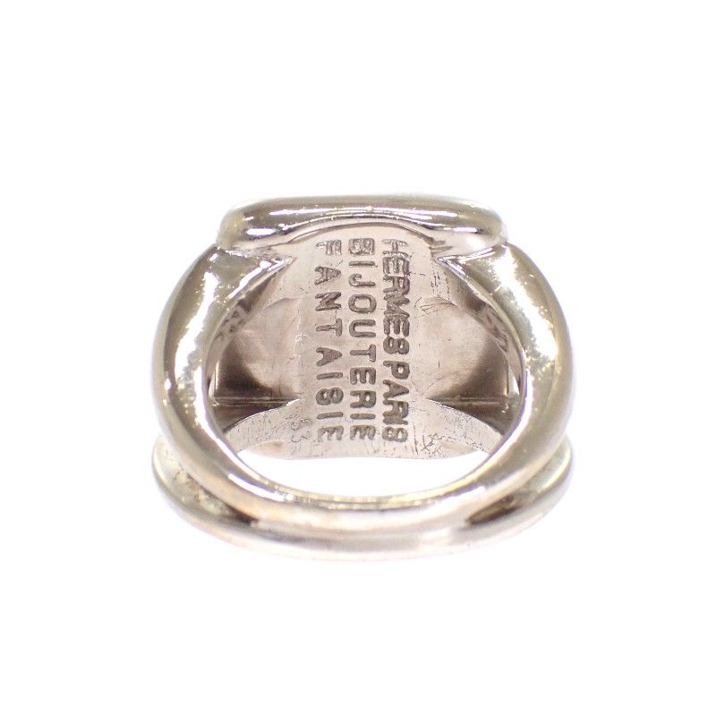 Hermes Corozo Horse Ring Metal Shell Silver Green 53 Ab — view 7