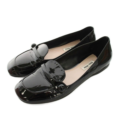 Miu Miu Miu Loafers Flat Shoes Enamel 38 Black YM